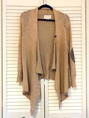 Brochu Walker Tan Waterfall Front Cardigan Sweater Medium M